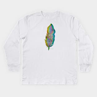 Feather Glitch #1 Kids Long Sleeve T-Shirt